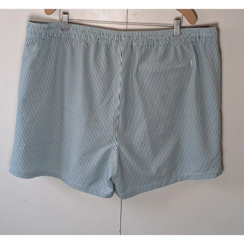 Goodfellow White & Green Striped Swim Shorts XXL